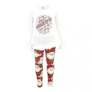 Unique Baby Girls Most Wonderful Time Christmas Legging Set Outfit Size 6